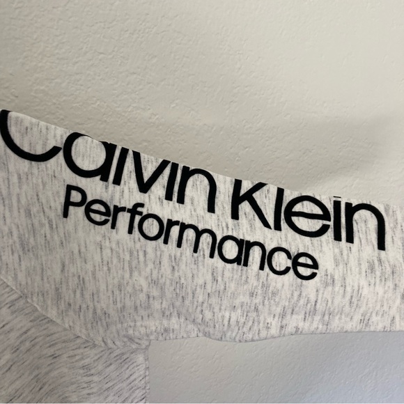 Calvin Klein Performance Crop Hoodie Heather Light Gray, Size S - Picture 5 of 5